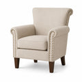 Sessel mit Stoffbezug und Holzbeinen, Beige