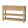Konsolentisch Eichenholz 3 Schubladen 2 Regalböden Natur 120x40x80 cm