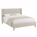 Stoffbett Beige 200x160 cm mit Kopfteil