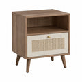 Holznachttisch mit MDF und Rattanfront 50x40x35 cm