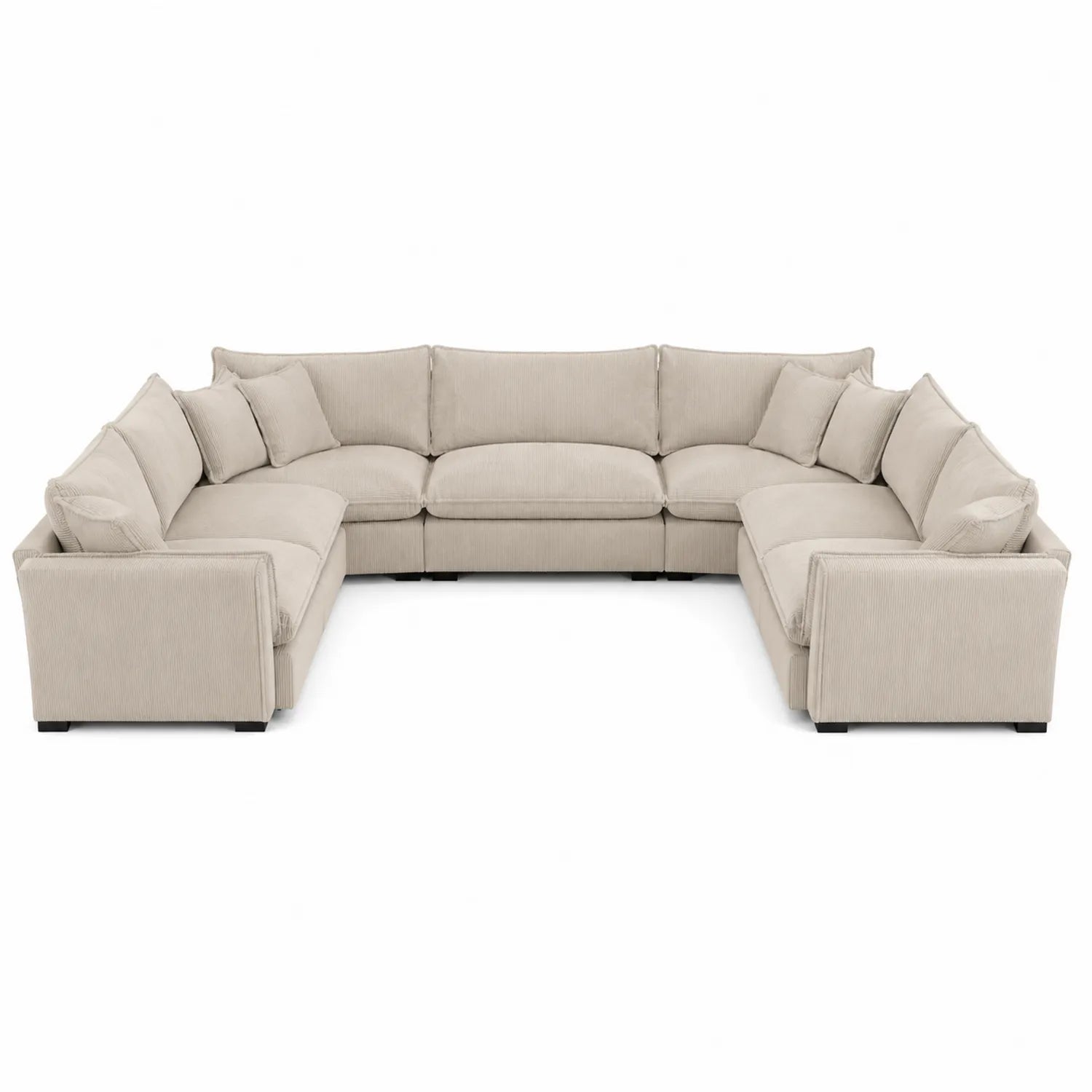 Ecksofa Set aus Polyester, L-Form, 300x300x85 cm, Beige