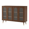 Sideboard Holz geriffeltes Glas Braun 4-türig