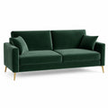 Grünes Samtsofa 3-Sitzer mit Metallbeinen