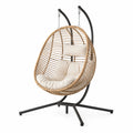 Rattan Hängesessel mit Metallgestell Beige