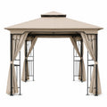 Pavillon aus Stahl mit Polyestergewebe, Beige, 3x4 m