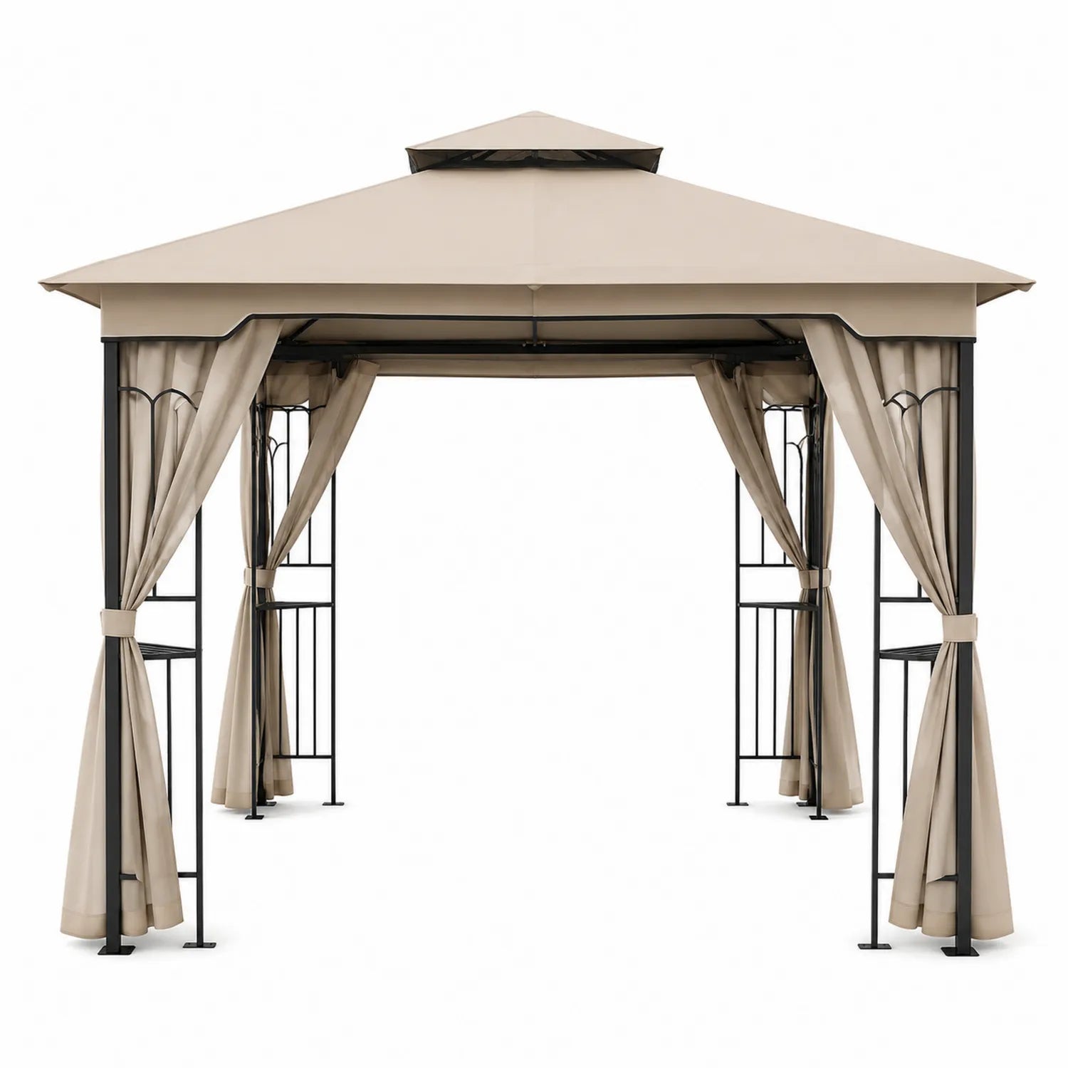 Pavillon aus Stahl mit Polyestergewebe, Beige, 3x4 m