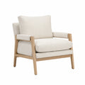 Lounge Sessel aus Eiche und Leinen Beige