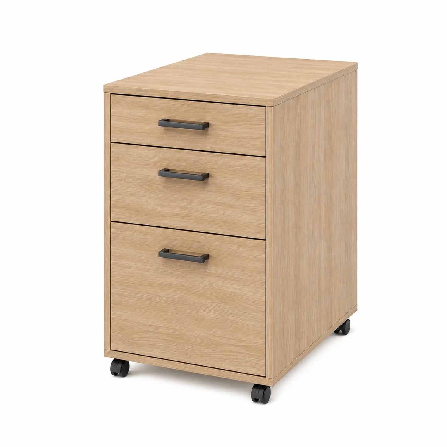 Holz Aktenschrank mit Rollen, 3 Schubladen