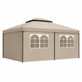 Pavillon aus Polyestergewebe mit Stahlrahmen Beige 3x4m