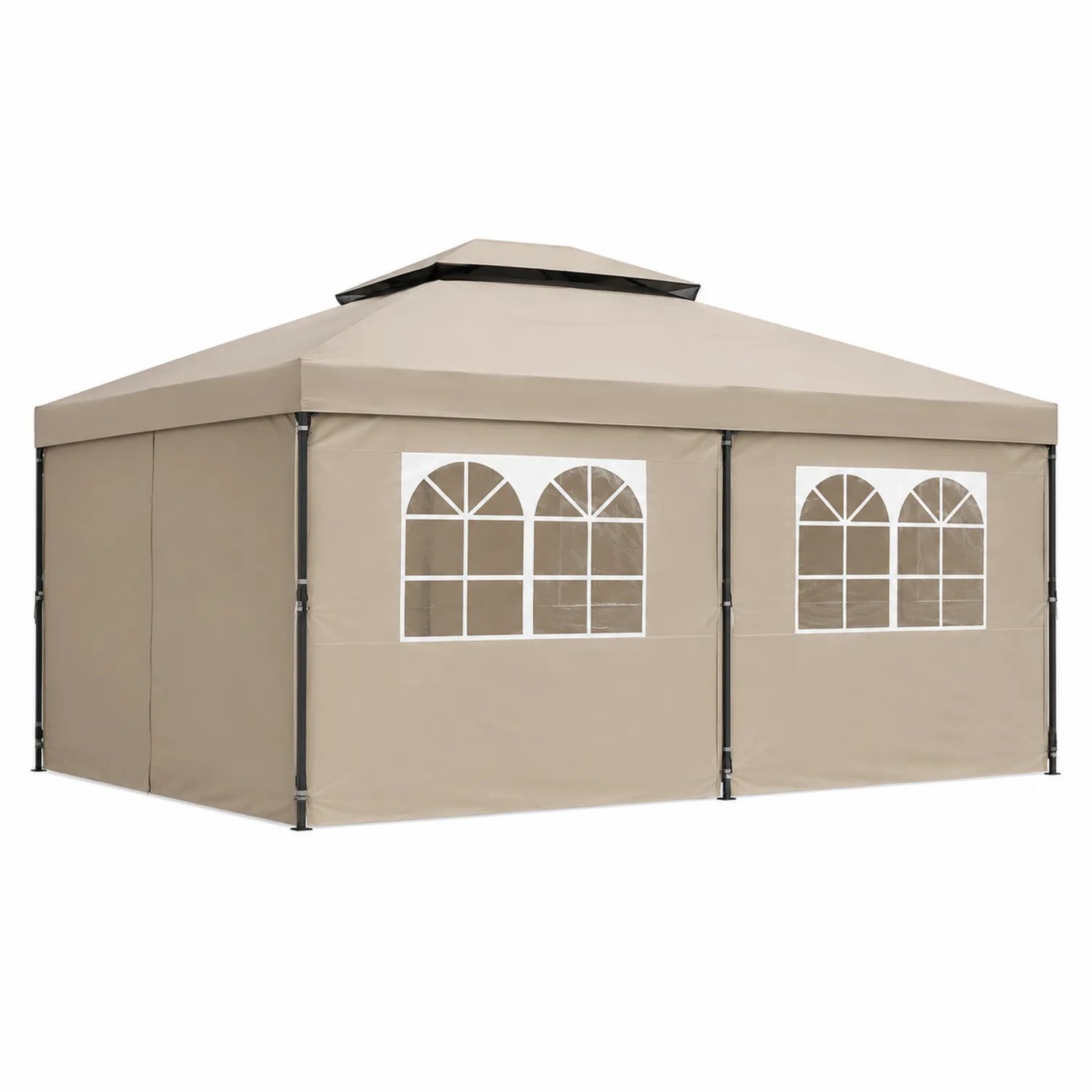 Pavillon aus Polyestergewebe mit Stahlrahmen Beige 3x4m