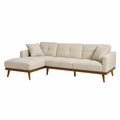 Ecksofa Stoff Beige mit Holzfüßen 240x150 cm