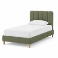 Einzelbett Holz und Stoff Grün 200x100 cm