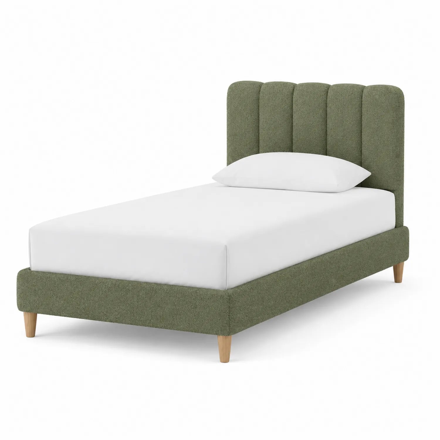 Einzelbett Holz und Stoff Grün 200x100 cm