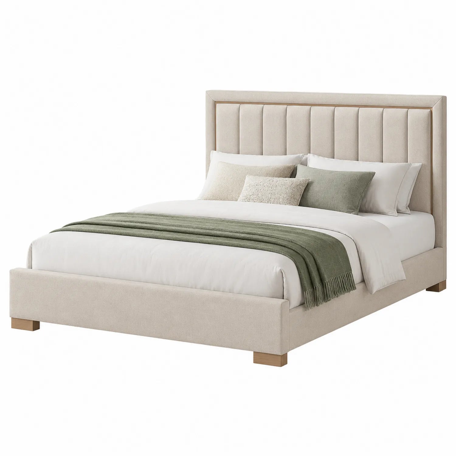 Polsterbett aus Stoff Beige 200x160 cm