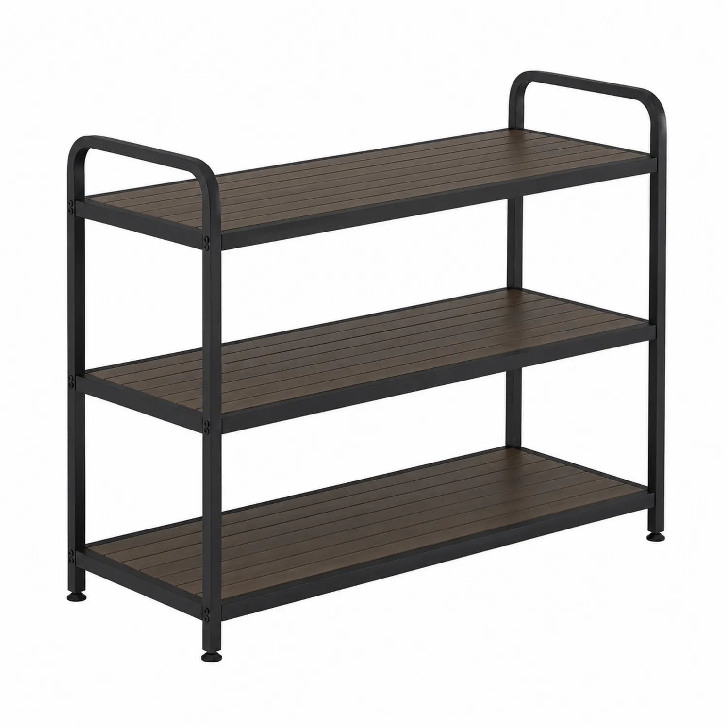 Regal mit 3 Ebenen aus Metall und Holz, Braun/Schwarz